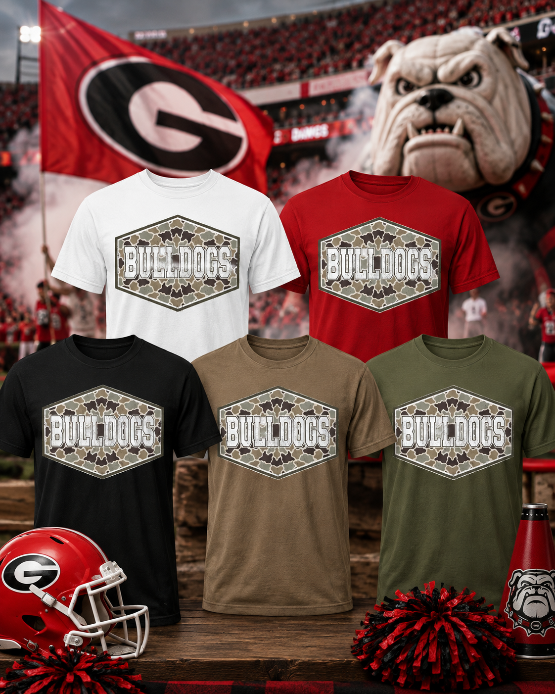 Bulldogs Camo Spirit Shirt | Georgia Game Day Tee