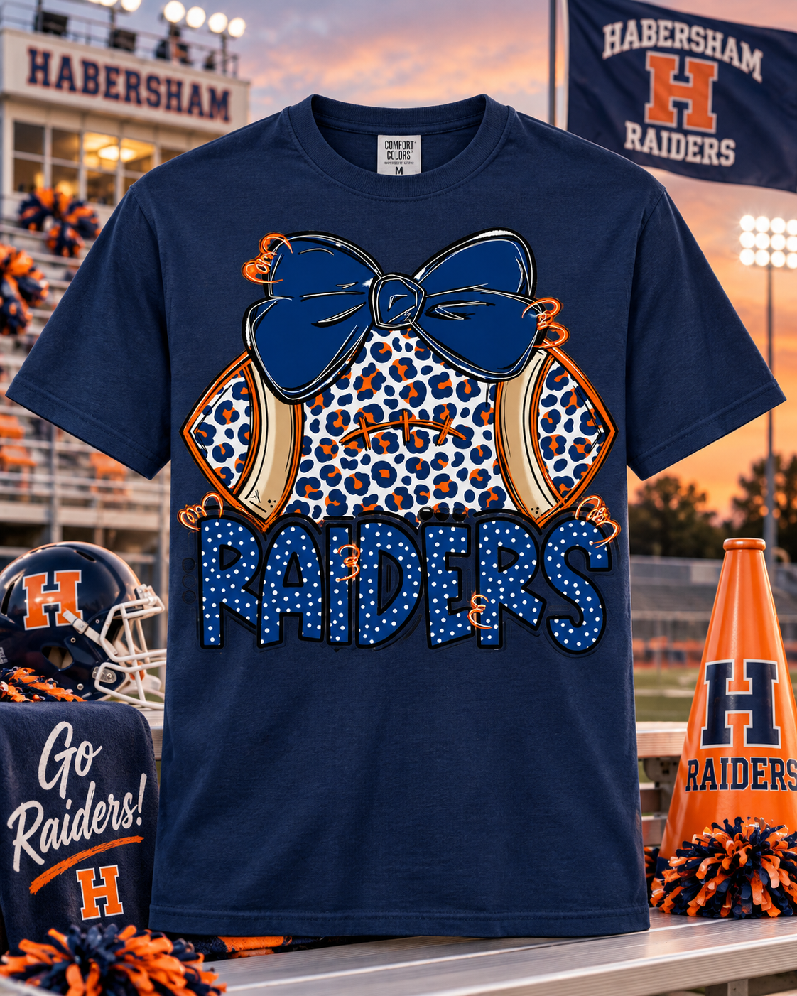 Habersham Raiders Football Bow Spirit Tee – Game Day Shirt