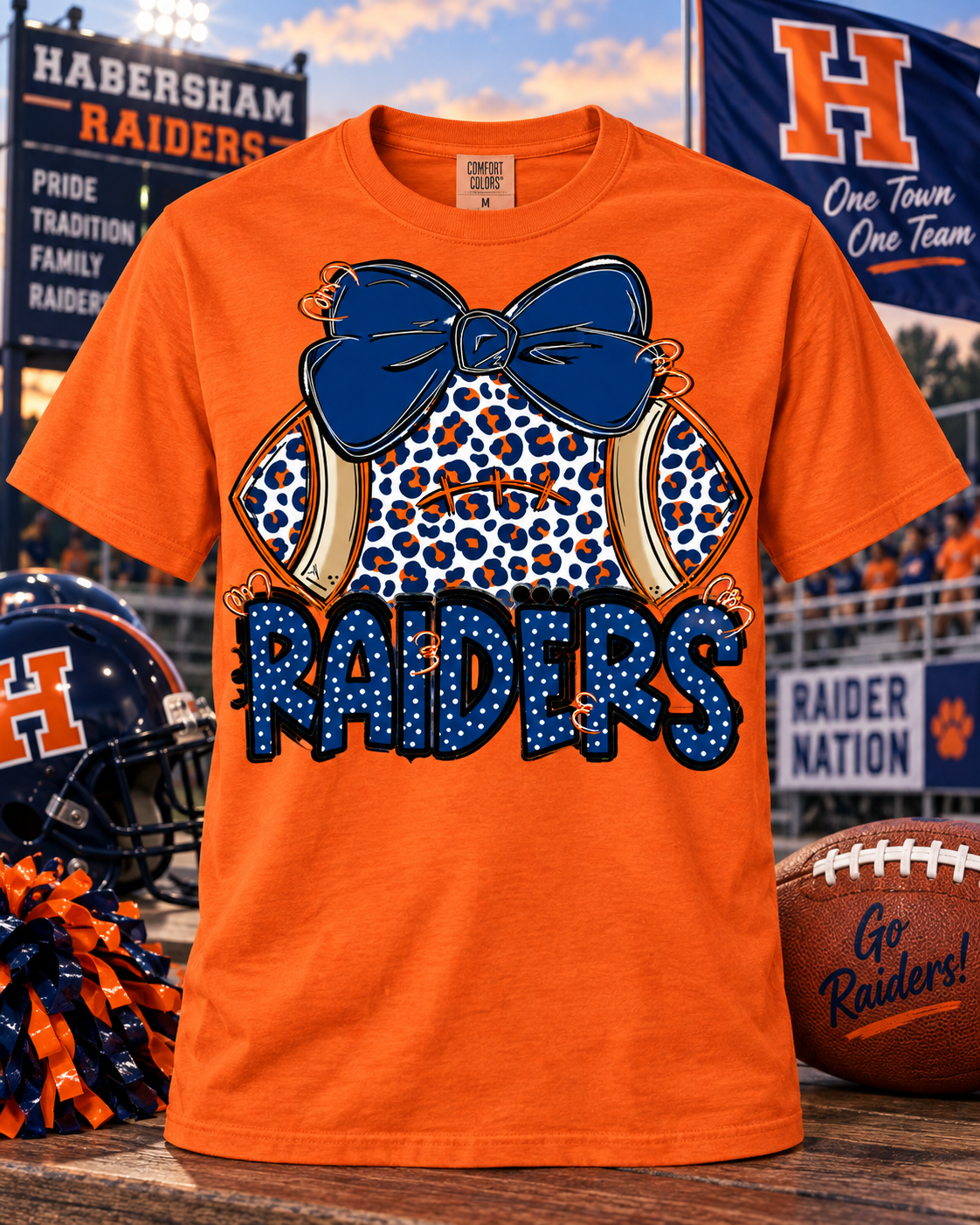 Habersham Raiders Football Bow Spirit Tee – Game Day Shirt