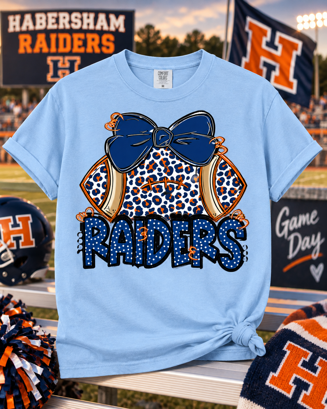 Habersham Raiders Football Bow Spirit Tee – Game Day Shirt