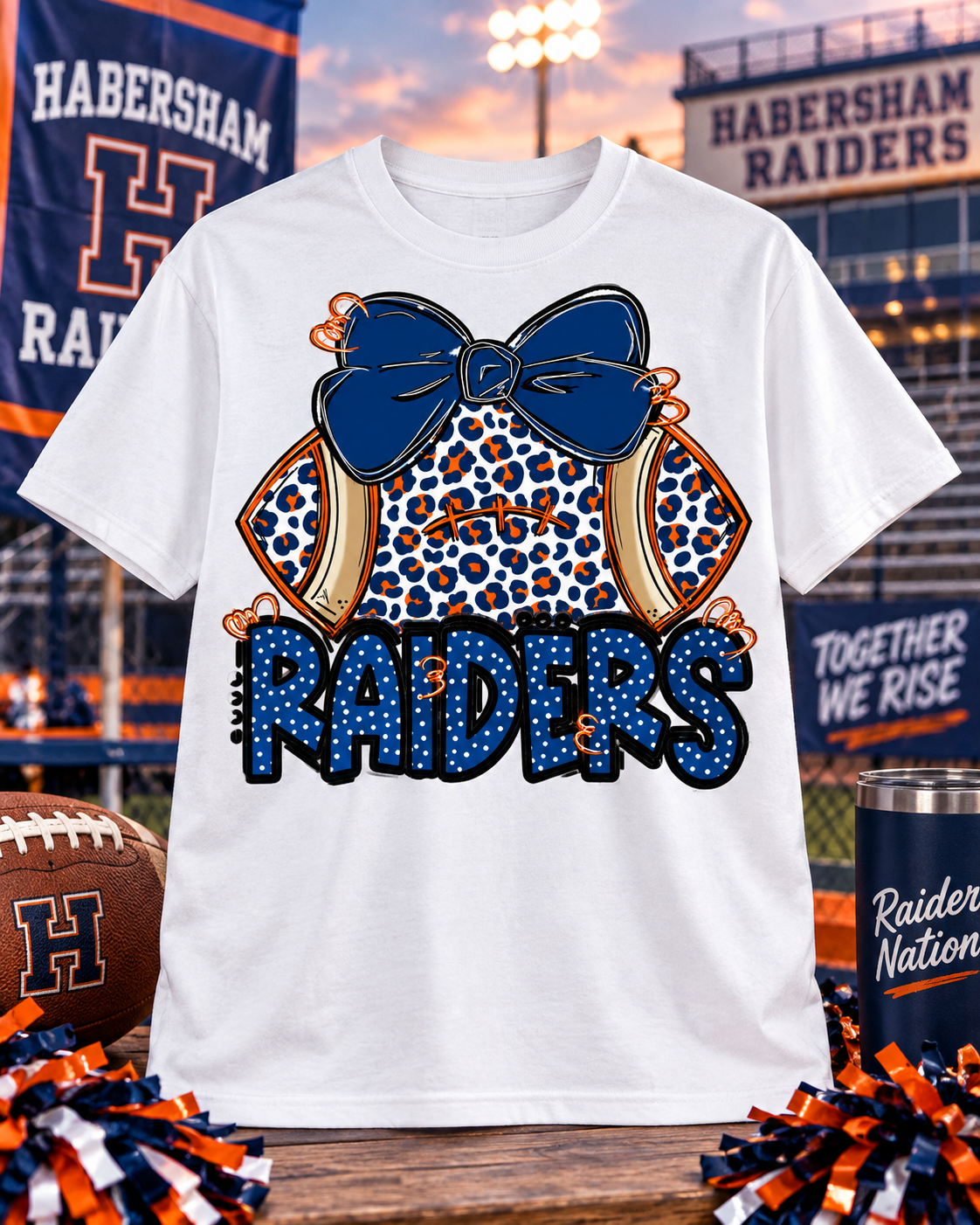 Habersham Raiders Football Bow Spirit Tee – Game Day Shirt