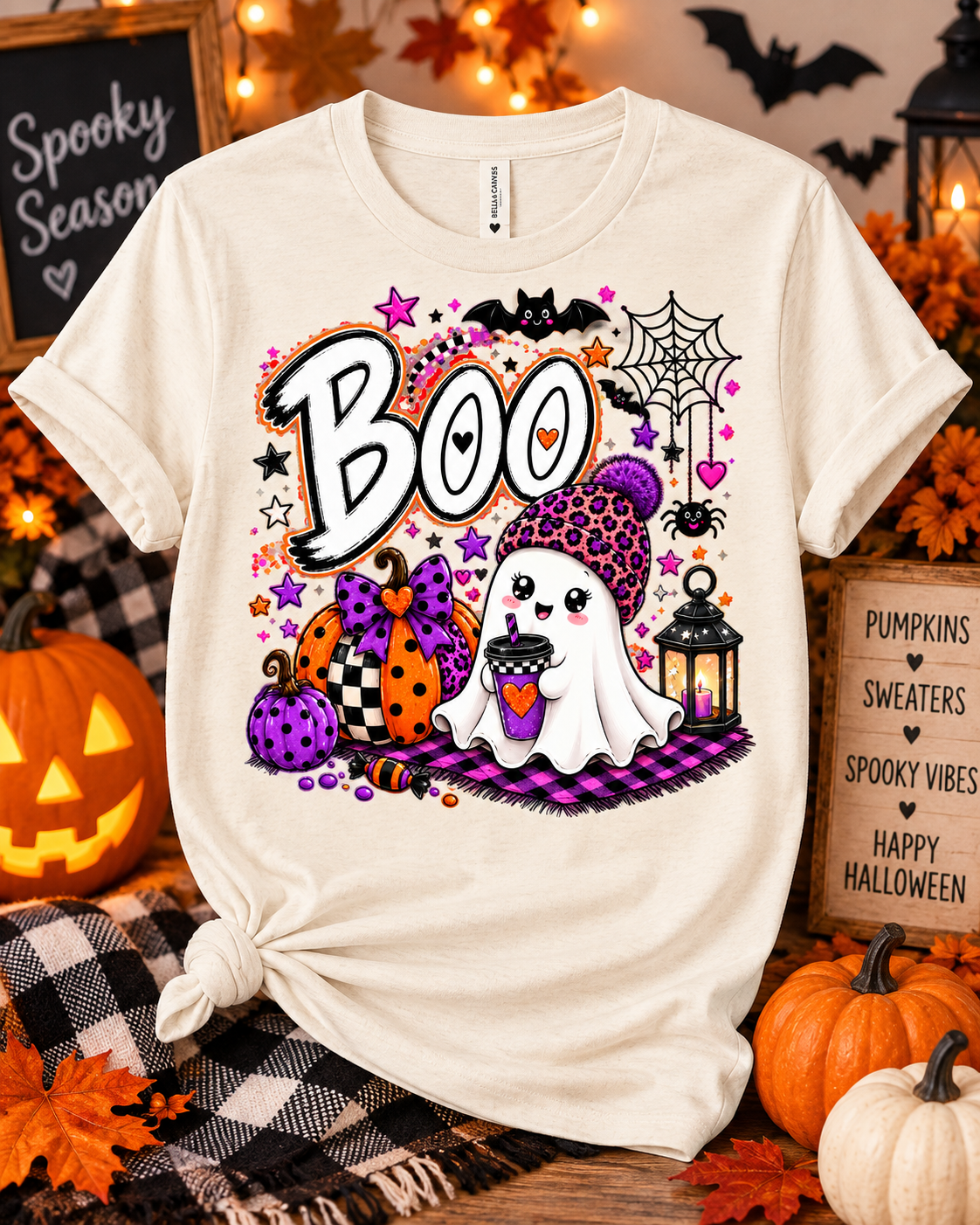 Cute BOO Halloween Ghost Tee – Spooky Season Shirt