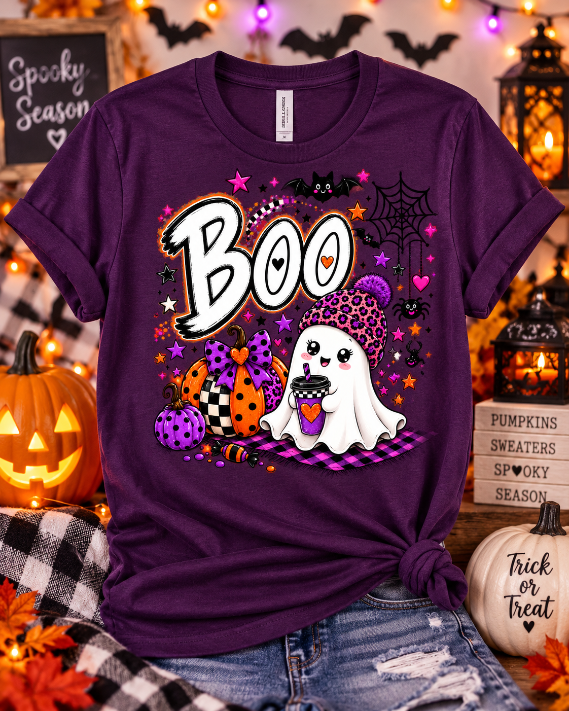 Cute BOO Halloween Ghost Tee – Spooky Season Shirt