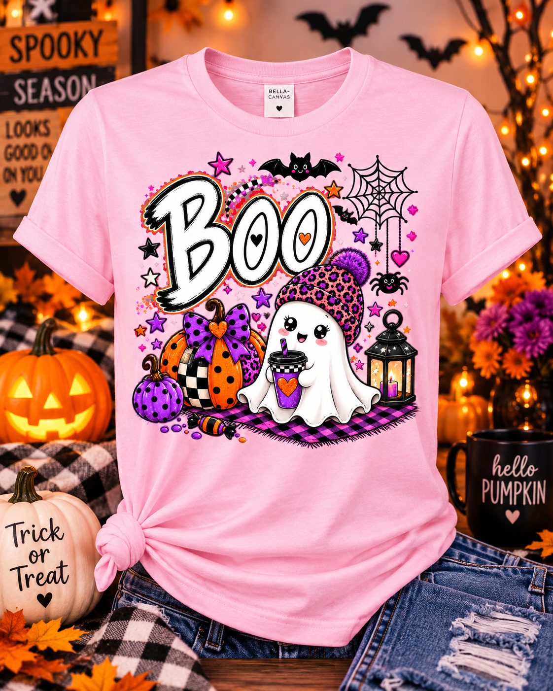 Cute BOO Halloween Ghost Tee – Spooky Season Shirt