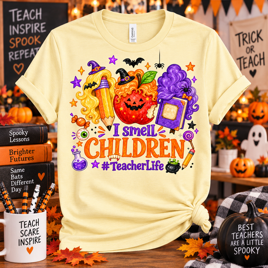 I Smell Children Halloween Teacher Shirt – Spooky Teacher Tee