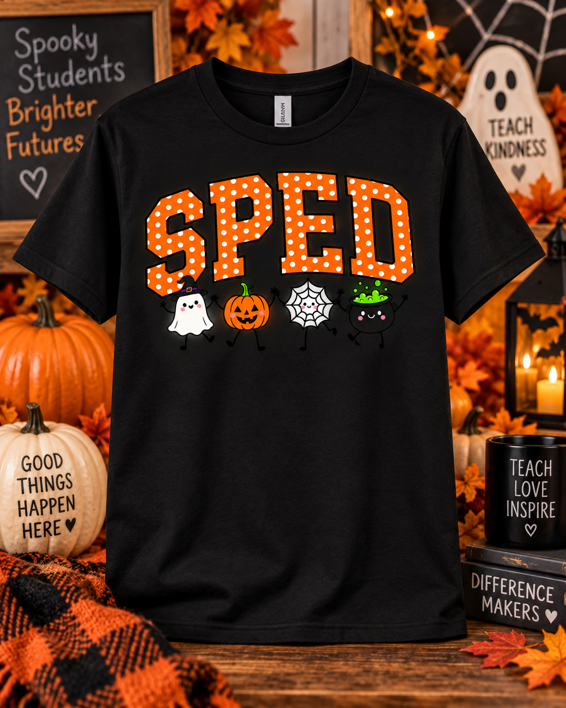 SPED Halloween Shirt – Cute Ghost & Pumpkin Design