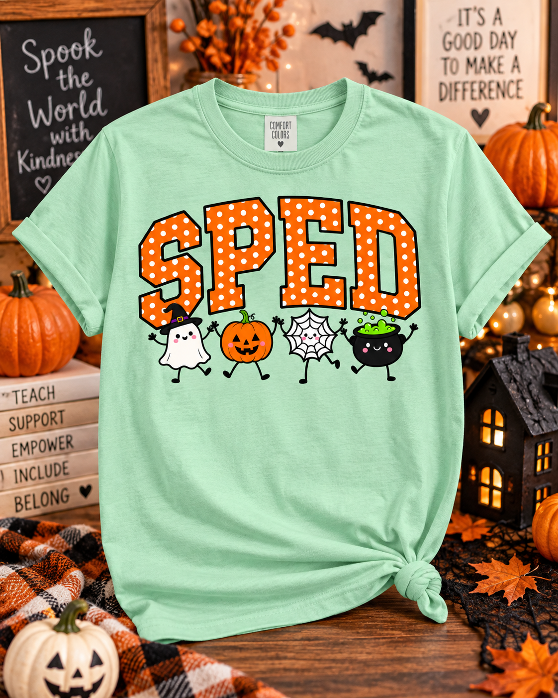 SPED Halloween Shirt – Cute Ghost & Pumpkin Design