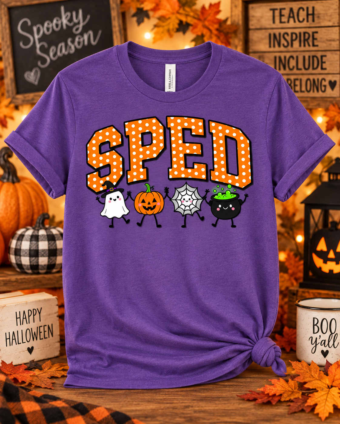 SPED Halloween Shirt – Cute Ghost & Pumpkin Design