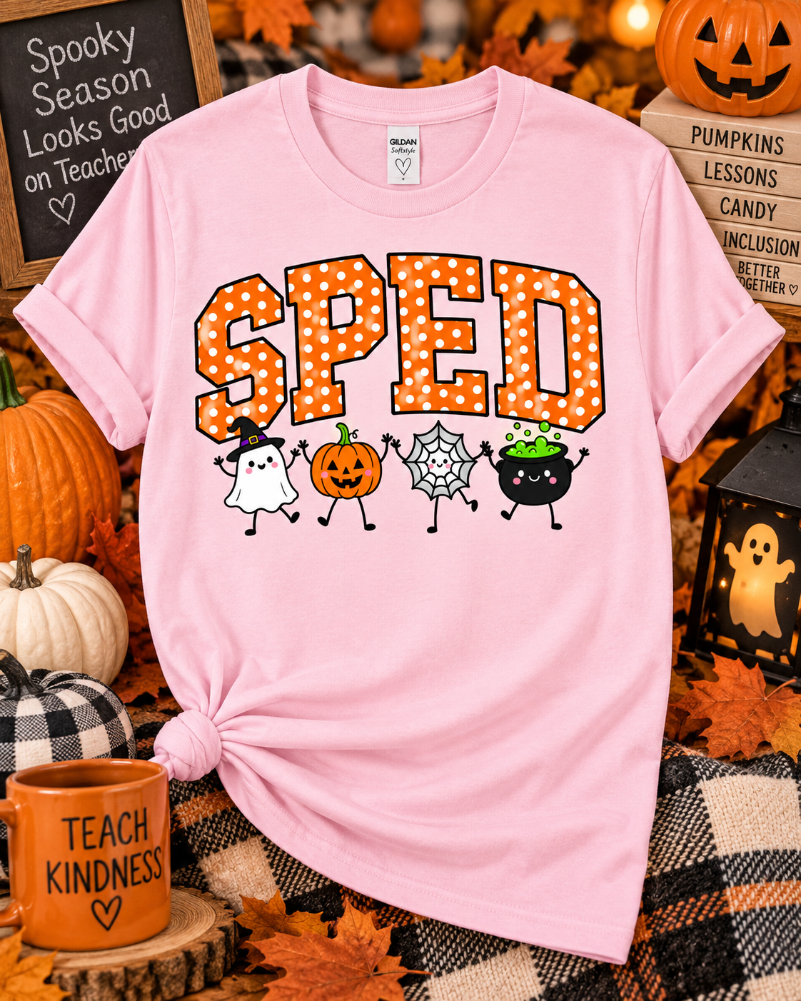 SPED Halloween Shirt – Cute Ghost & Pumpkin Design