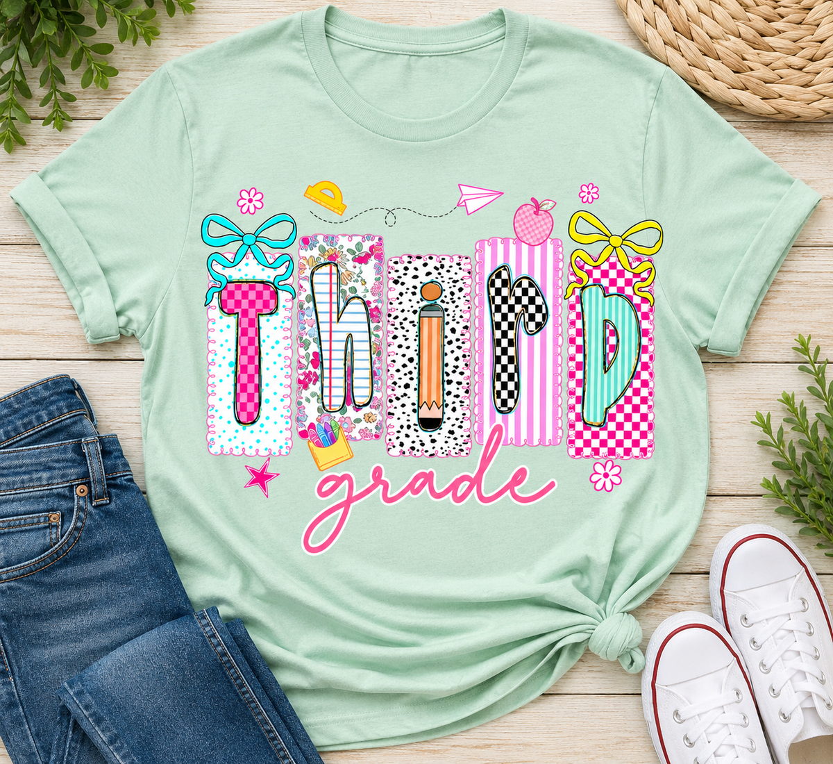 Striped Preppy Back To School T-Shirt | Personalized Grade Shirt