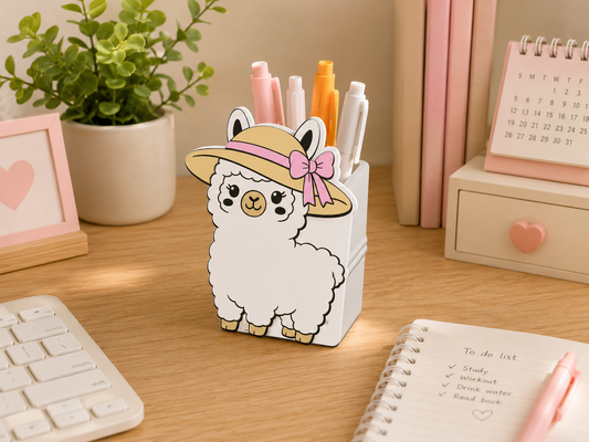 3D Cute Summer Llama Desk Bundle – Pink Edition