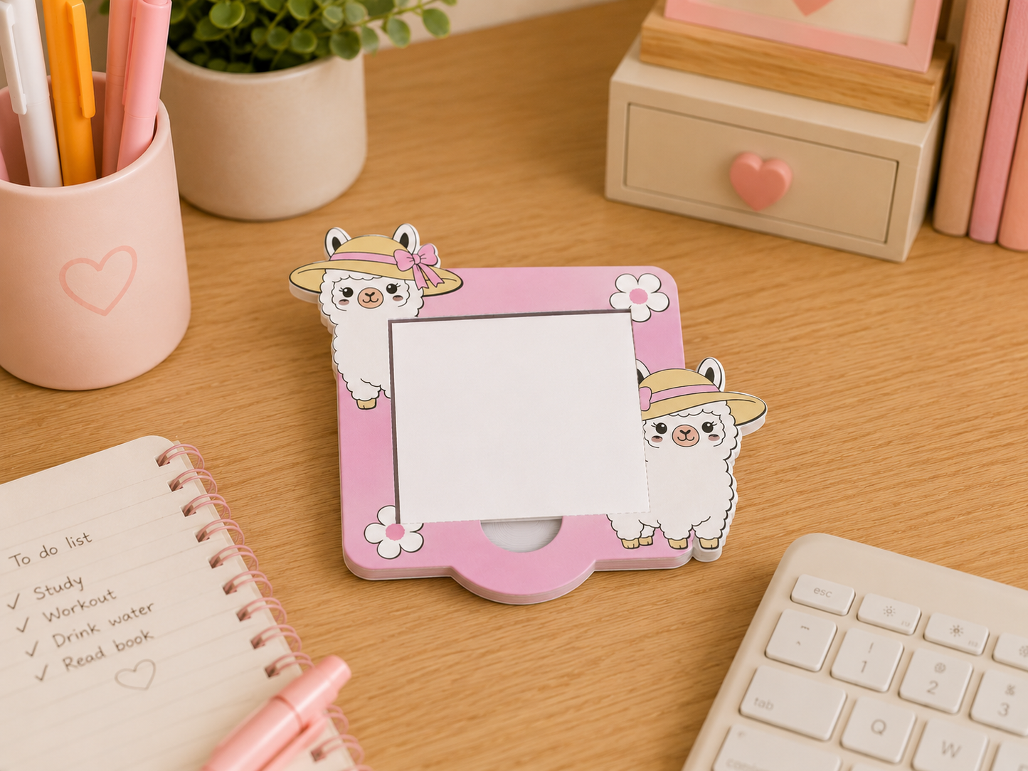 Cute Summer Llama Desk Bundle – Pink Edition
