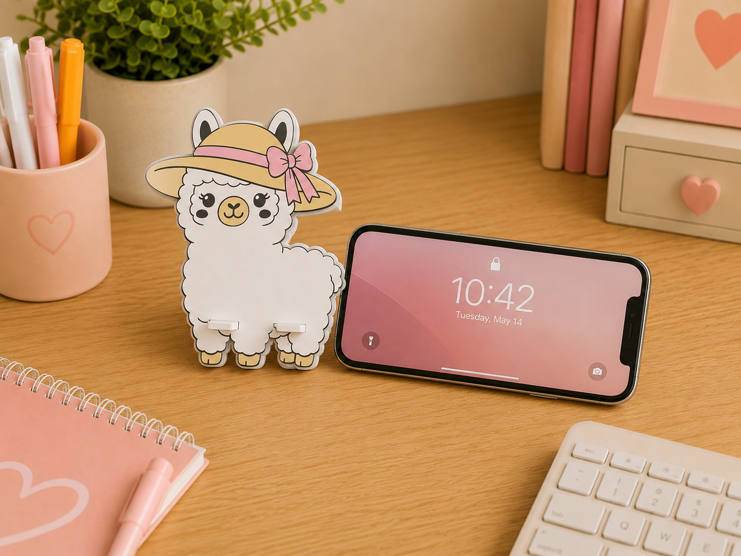 Cute Summer Llama Desk Bundle – Pink Edition