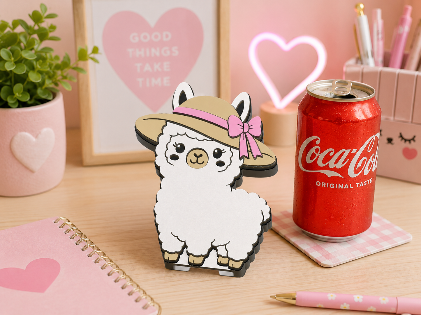 Cute Summer Llama Desk Bundle – Pink Edition