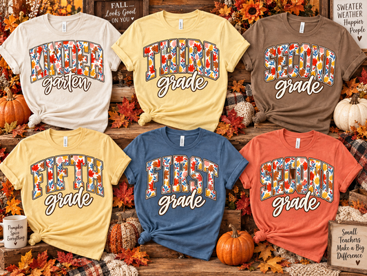 Fall Grade Teacher Shirt – Kindergarten to Fifth Grade