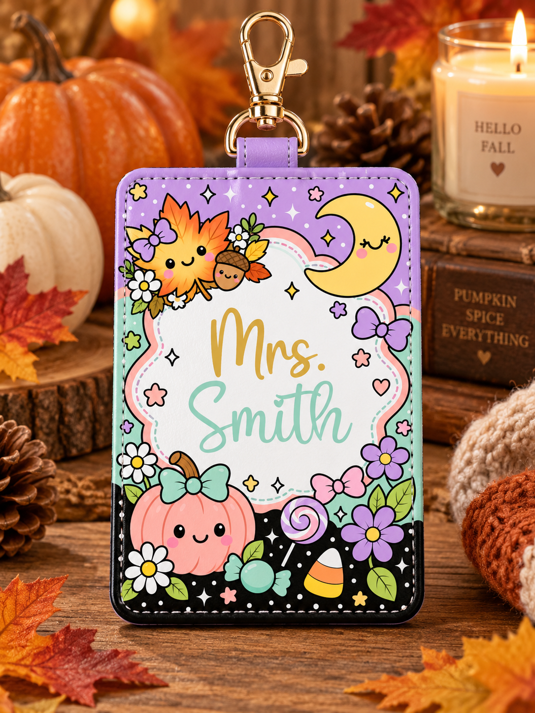 Personalized Fall Leather ID Holder