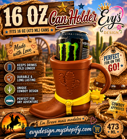 3D  16 OZ Cowboy Boot Can Holder🤠