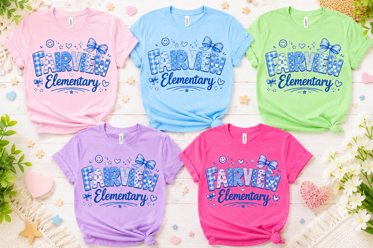Fairview Elementary Blue Coquette T-Shirt