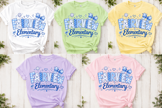 Fairview Elementary Blue Coquette T-Shirt