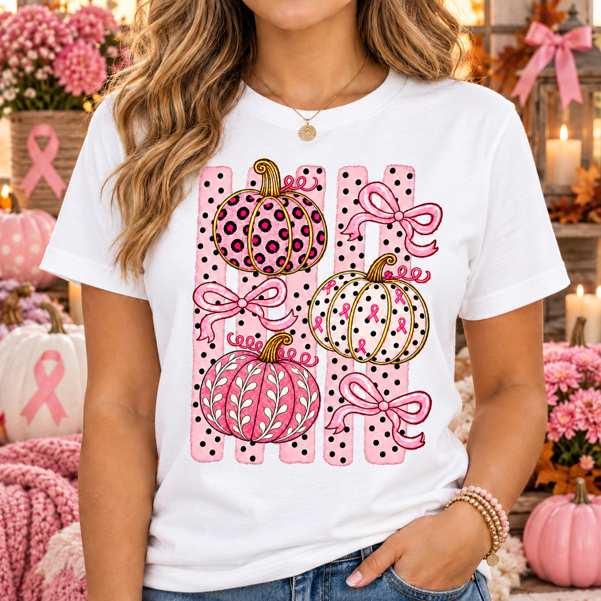 Pink Pumpkin Breast Cancer Awareness Shirt 🎀🎃