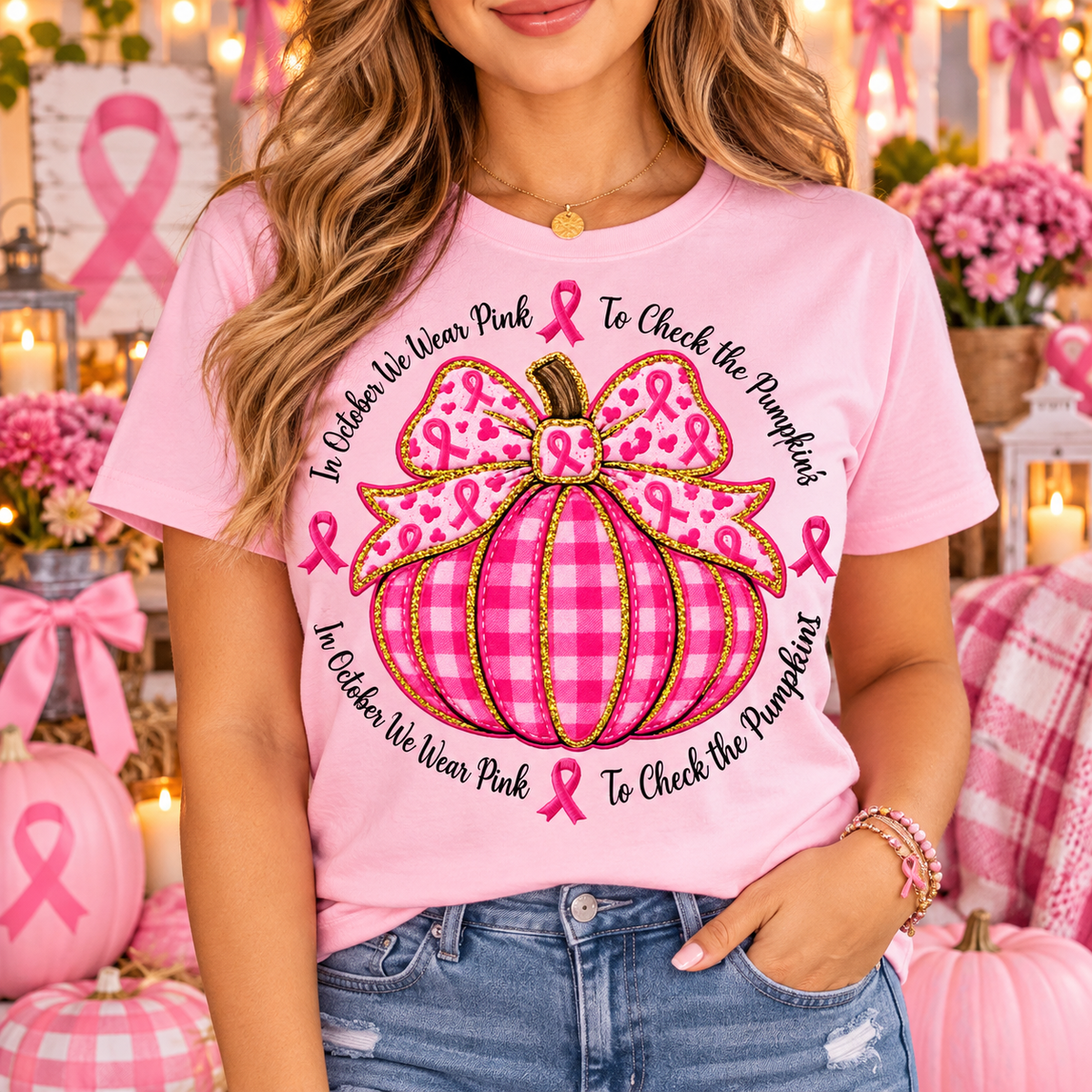 Pink Pumpkin Breast Cancer Awareness Shirt 🎀🎃 (Copy)