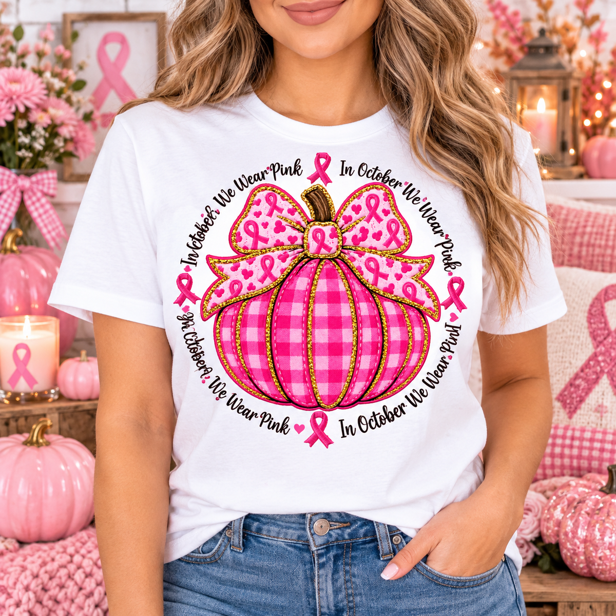 Pink Pumpkin Breast Cancer Awareness Shirt 🎀🎃 (Copy)