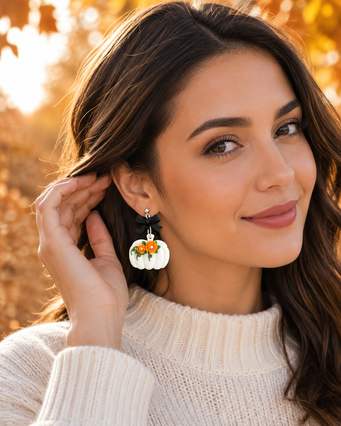 Floral Pumpkin Earrings – Handmade Fall Earrings