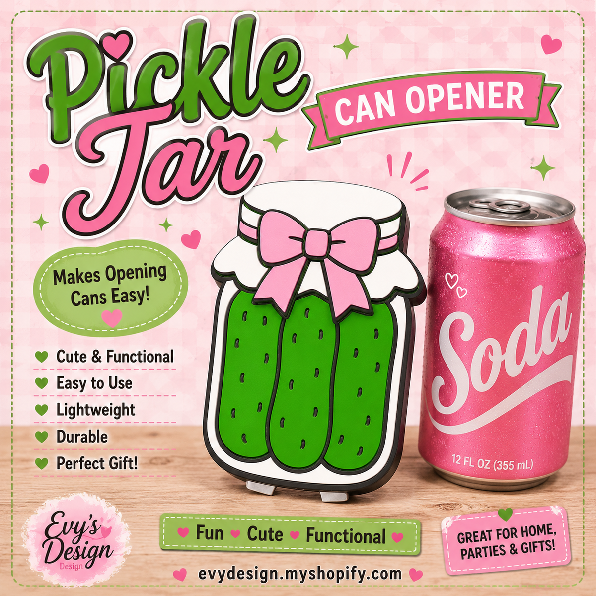 3D Cute Pickle Can Opener Collection 🥒💖