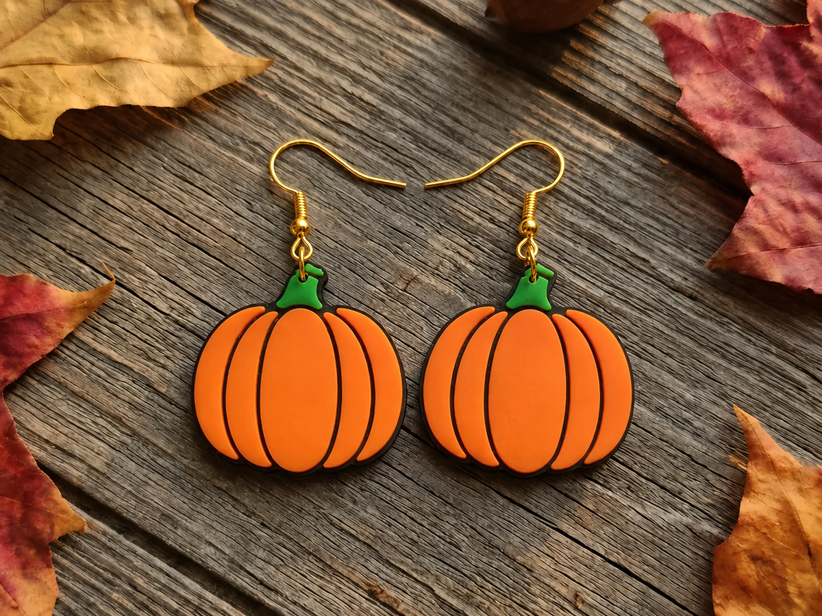 Classic Pumpkin 3D-Printed Earrings | Fall & Halloween Jewelry