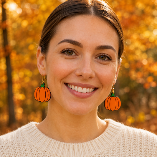 Classic Pumpkin 3D-Printed Earrings | Fall & Halloween Jewelry