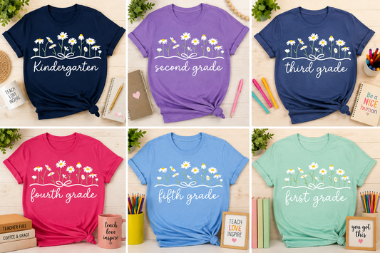Teacher Daisy Flower Back to School Shirt