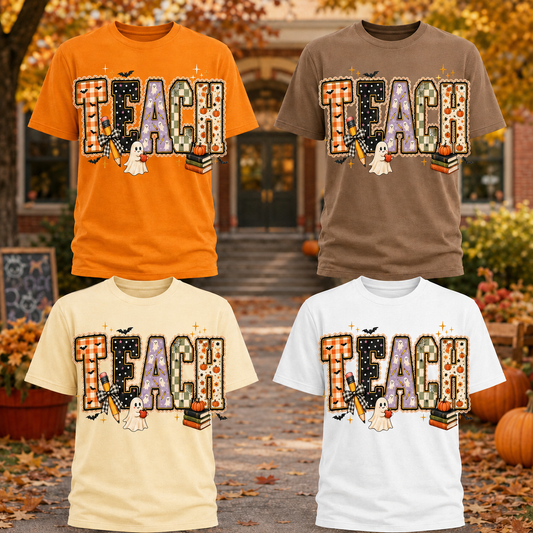 Halloween TEACH Shirt – Fall Teacher Graphic Tee