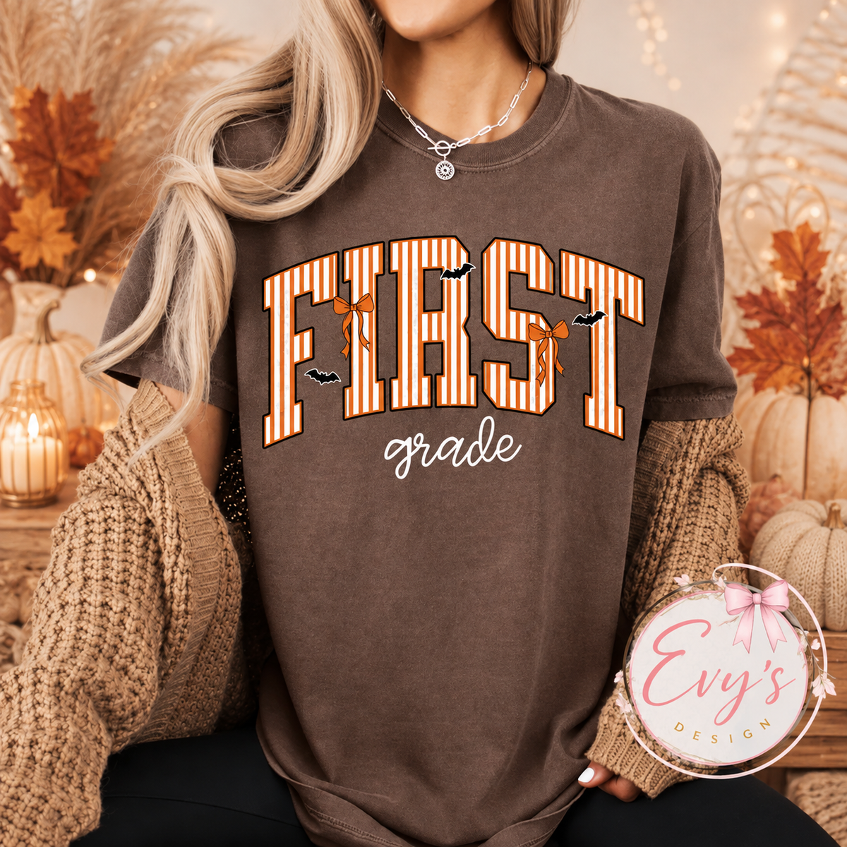 Halloween Grade Level Teacher Shirt | Kindergarten–5th Grade | Custom Stripe Color