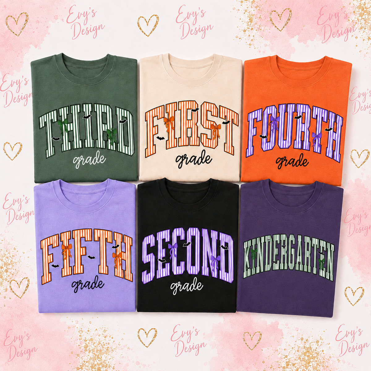 Halloween Grade Level Teacher Shirt | Kindergarten–5th Grade | Custom Stripe Color