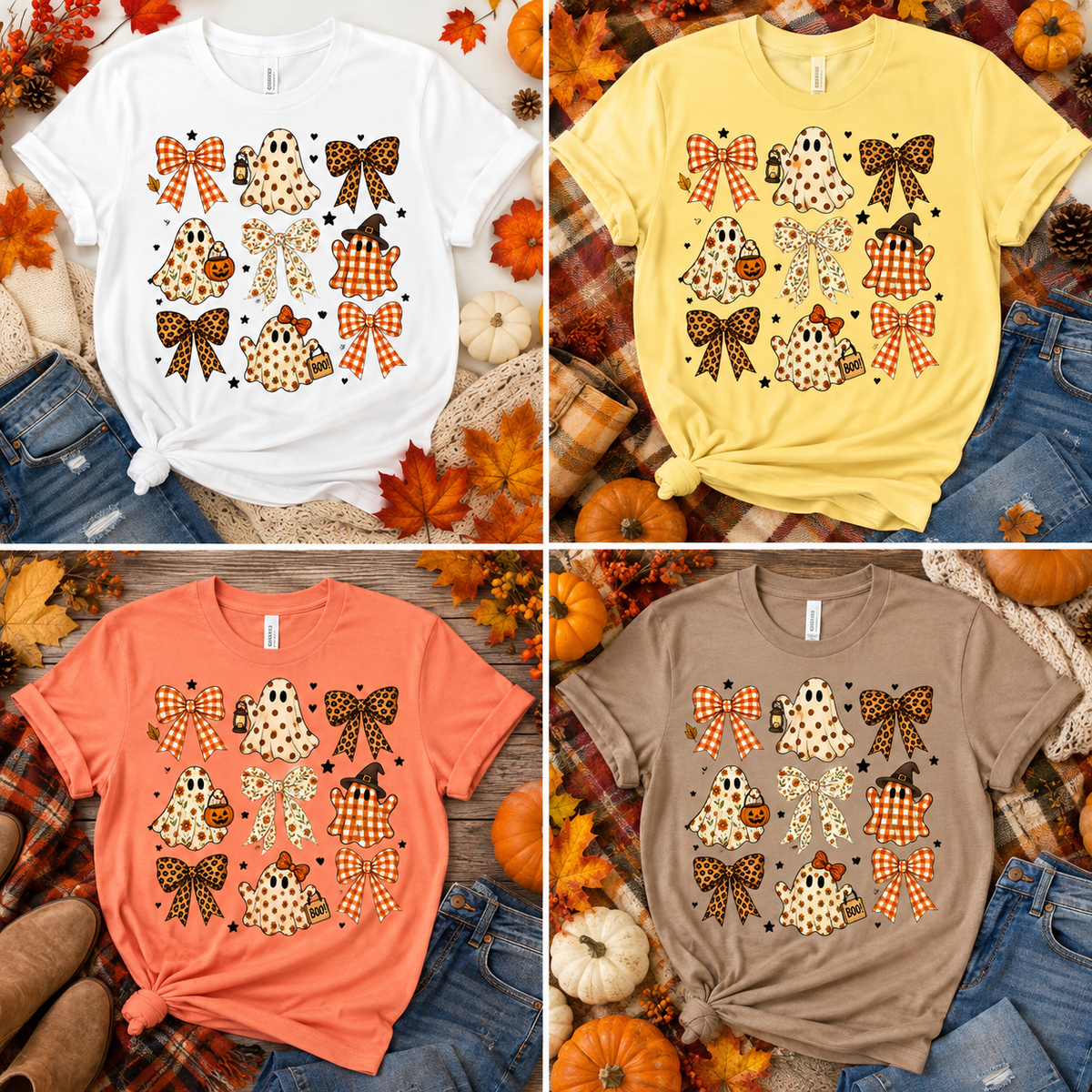 Fall Halloween Ghost & Bow Shirt | Cute Spooky Season Tee