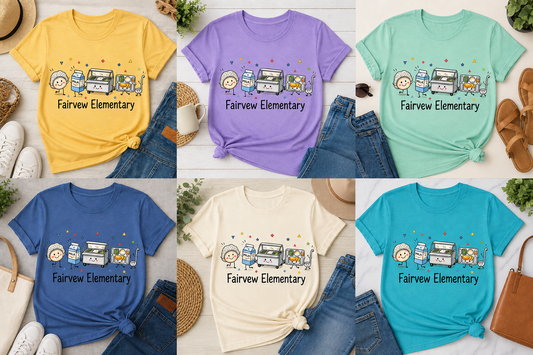 🍎 Cafeteria Worker Doodle – Fairvew Elementary T-Shirt