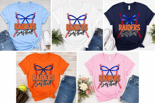 Raiders Softball Bow Tee | School Spirit Shirt