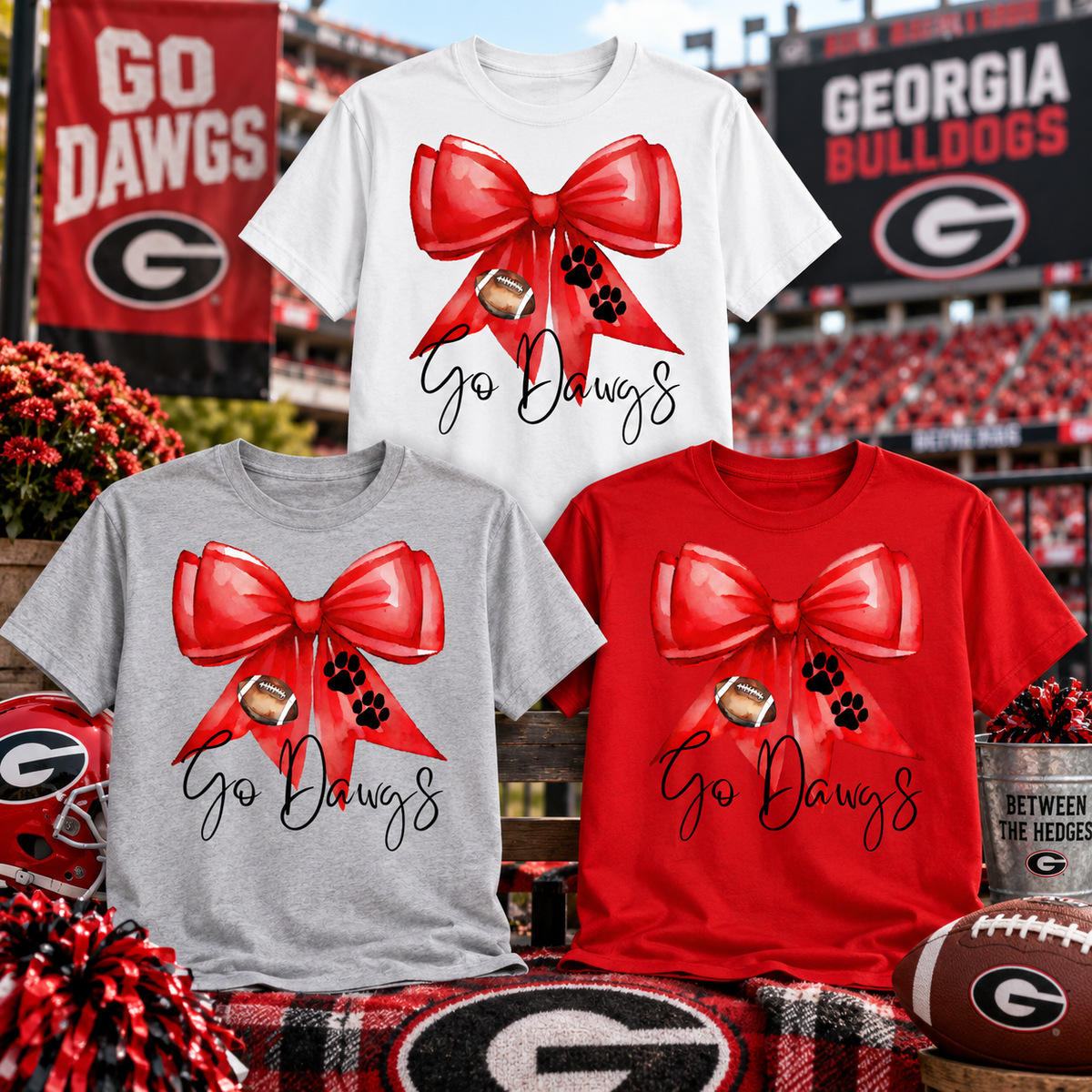 Go Dawgs Bow Football Shirt