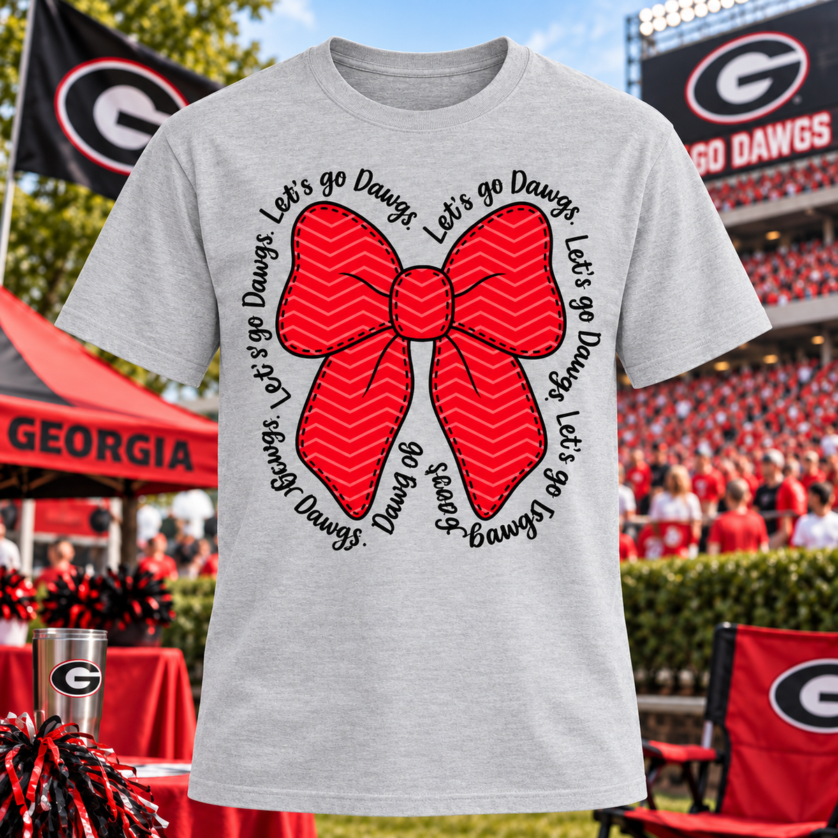 Let’s Go Dawgs Bow Game Day T-Shirt