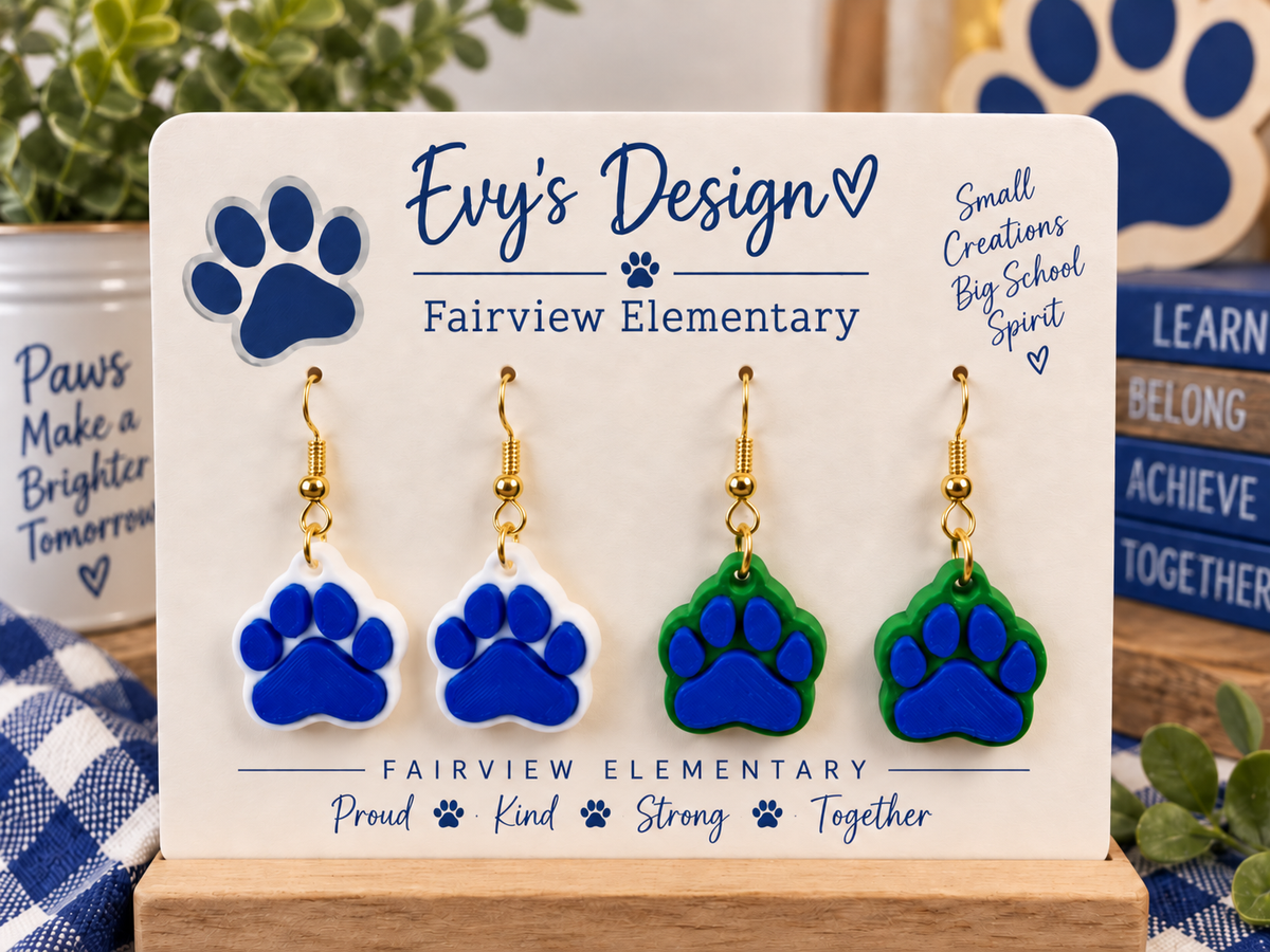 Fairview Elementary Paw Print EARRINGS!!