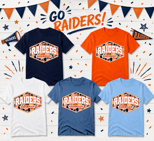 Habersham Raiders Camo School Spirit T-Shirt 🧡💙