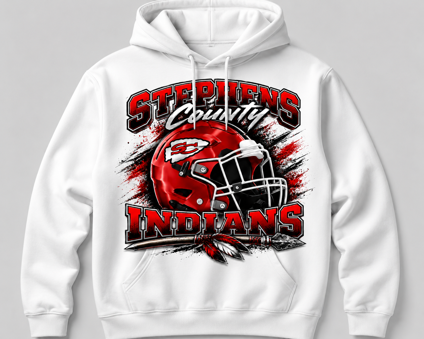 Stephens County Indians Football Team T-Shirt | Red, Black & White