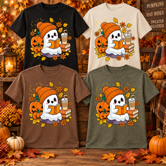 Bookish Fall Ghost Shirt – Cute Autumn Teacher Tee