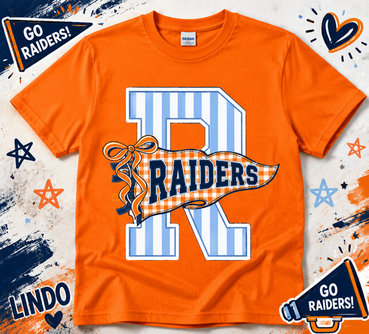 Habersham Raiders Gingham Pennant School Spirit T-Shirt 🧡💙