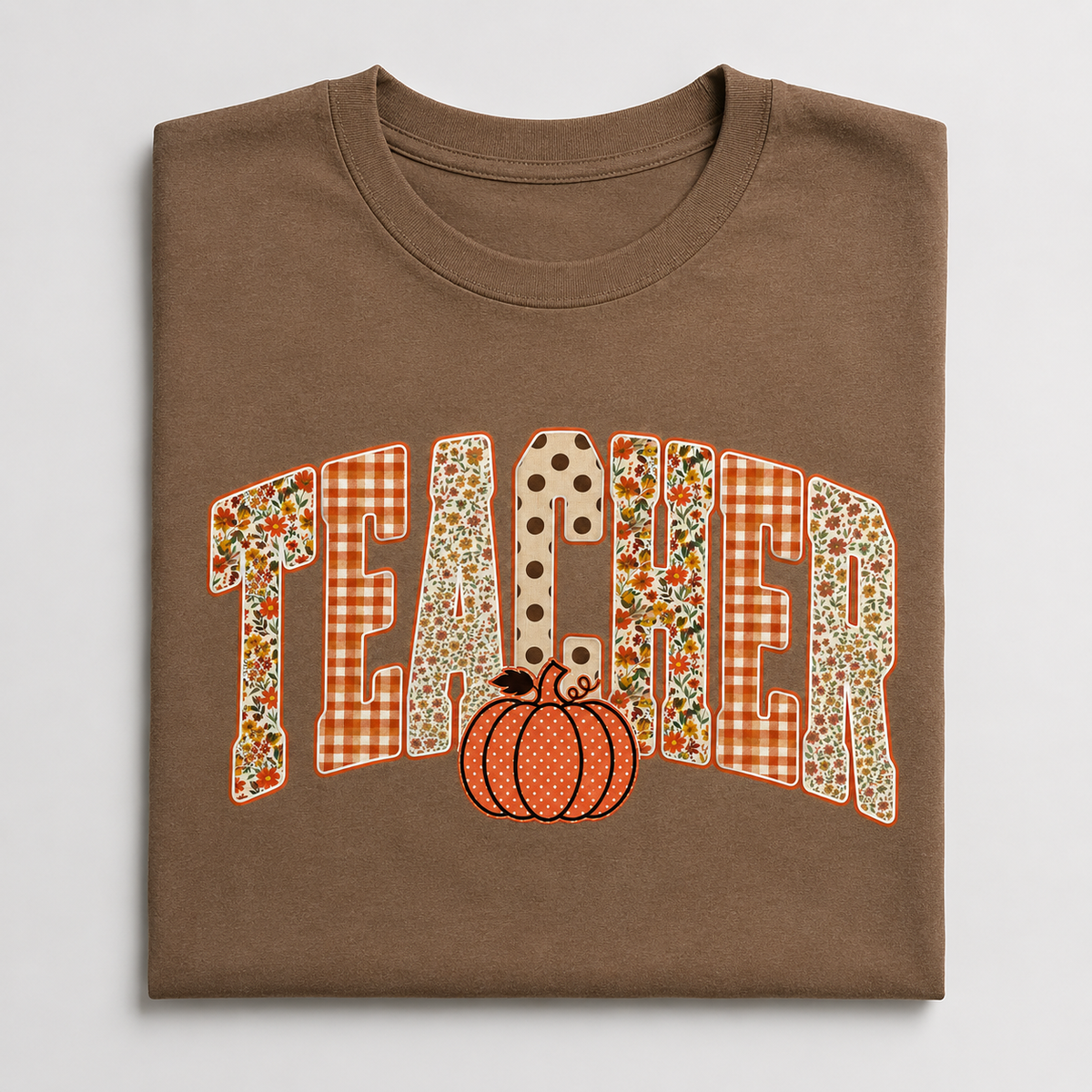 🍂 Fall Teacher T-Shirt – Pumpkin & Autumn Print 🍂