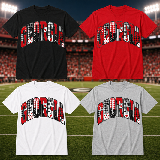 Georgia Patchwork Graphic Tee | Bulldogs Game Day Shirt