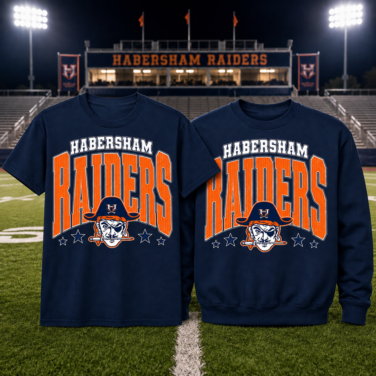 Habersham Raiders Spirit Shirt  | Raiders Pirate Graphic Shirt🧡💙