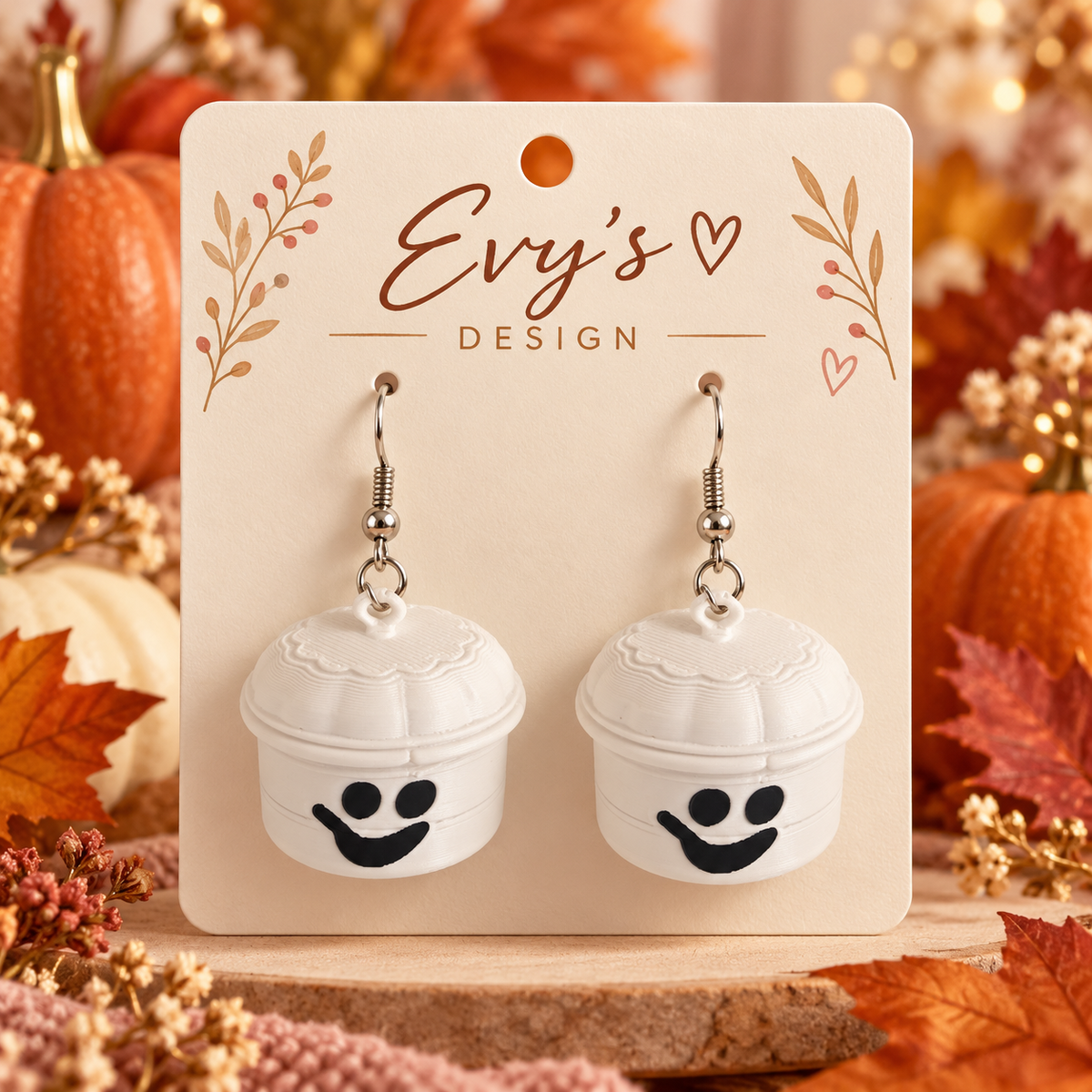 3D Printed Halloween Earrings with Silver Hooks