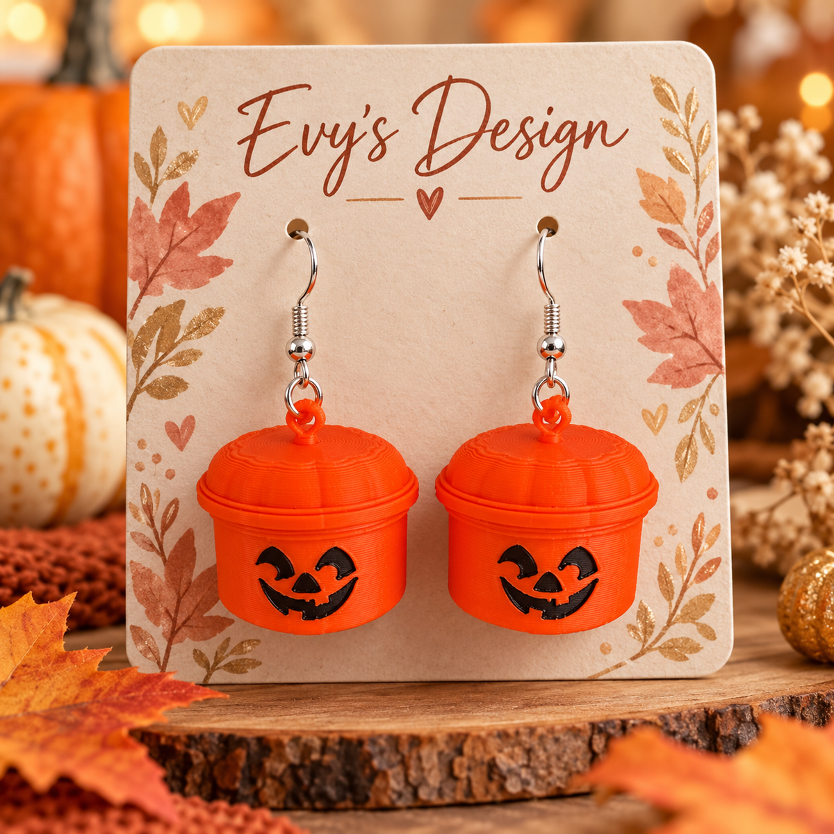 3D Printed Halloween Earrings with Silver Hooks