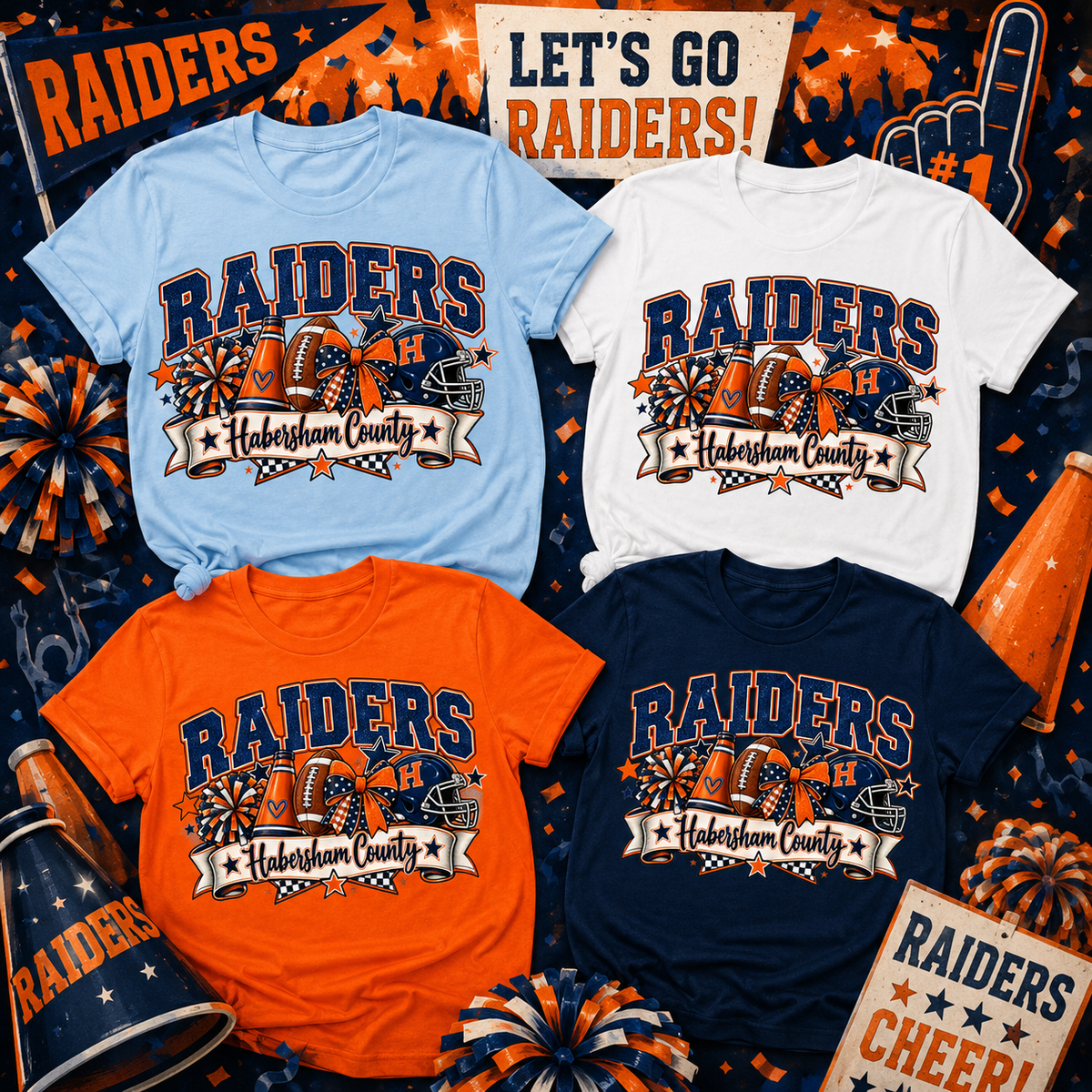 🧡💙 Habersham County Raiders Cheer & Football Spirit T-Shirt